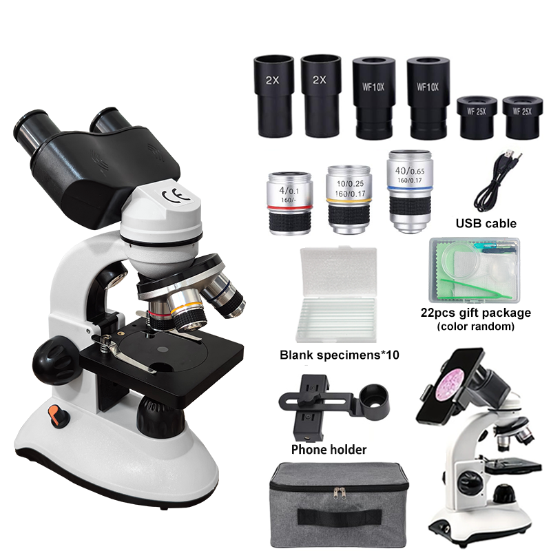 Microscope Compound 40X - 학생용 쌍안 복합 현미경, 성인 및